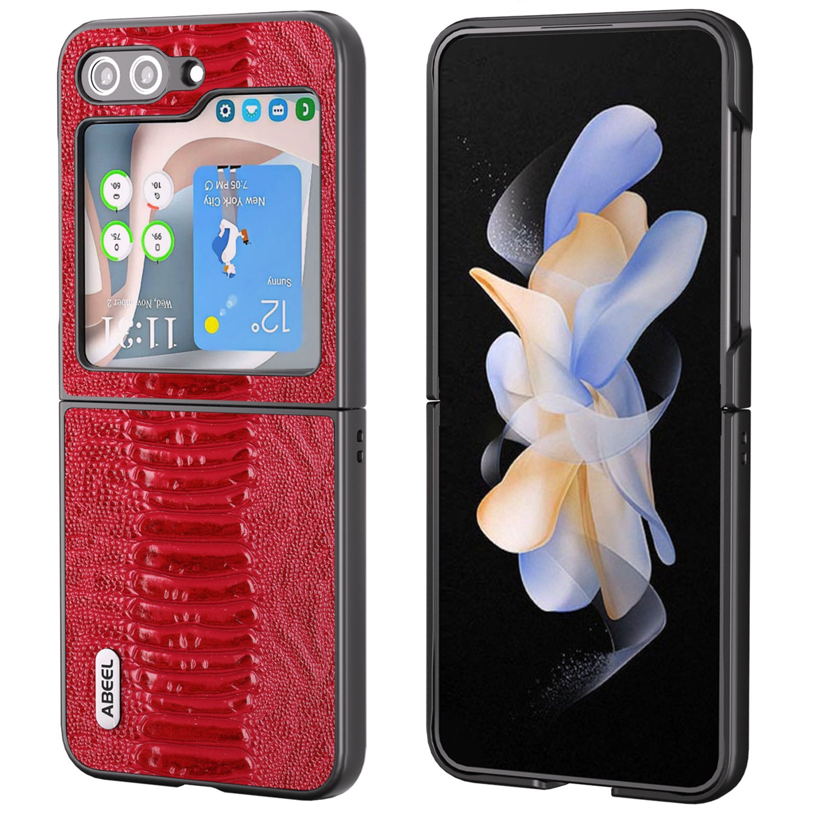 ABEEL Pro Samsung Galaxy Z Flip5 5G Tenké pouzdro s texturou krokodýl Skládací kryt na PC z pravé hovězí kůže ABEEL Pro Samsung Galaxy Z Flip5 5G Tenké pouzdro s texturou krokodýl Skládací kryt na PC z pravé hovězí kůže
